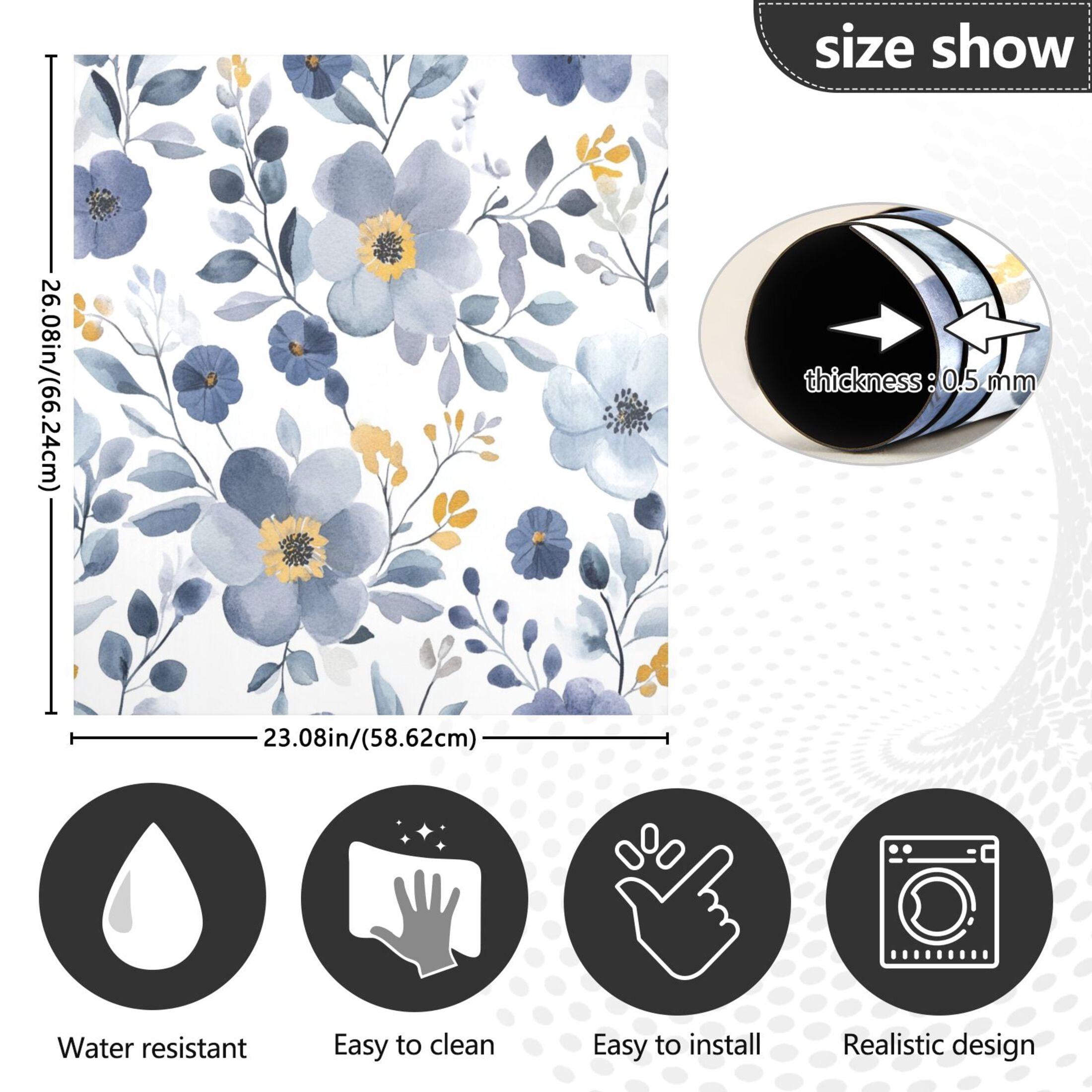 Dishwasher Magnetic Sticker 23x26 Inch Refrigerator Magnetic Sticker Washing Machine Magnetic Sticker Kitchen Panel Magnetic Sticker Home Decor Grey Cartoon Flower