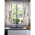 thumbnail image 2 of Purple Flowers Sheer Curtains 54 Inch Length 2 Panels Set for Living Room/Bedroom, Weeping Spring Floral Bicycle Retro Art Kitchen Curtains Grommet Semi-Sheer Curtains Window Treatments 42"x54"x2, 2 of 7