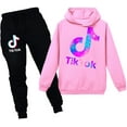 thumbnail image 1 of Tik Tok Pullover Hoodie Set Casual novedad sudadera 2 piezas moda Tik Tok ropa para niñas niños Adepaton WRMH-138-41, 1 of 5