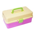 thumbnail image 2 of Art Student Storage Box Thickened Large 3 Layer Home Organizing Plastic Storage Case 561 Large Size Pink Yellow, 2 of 12