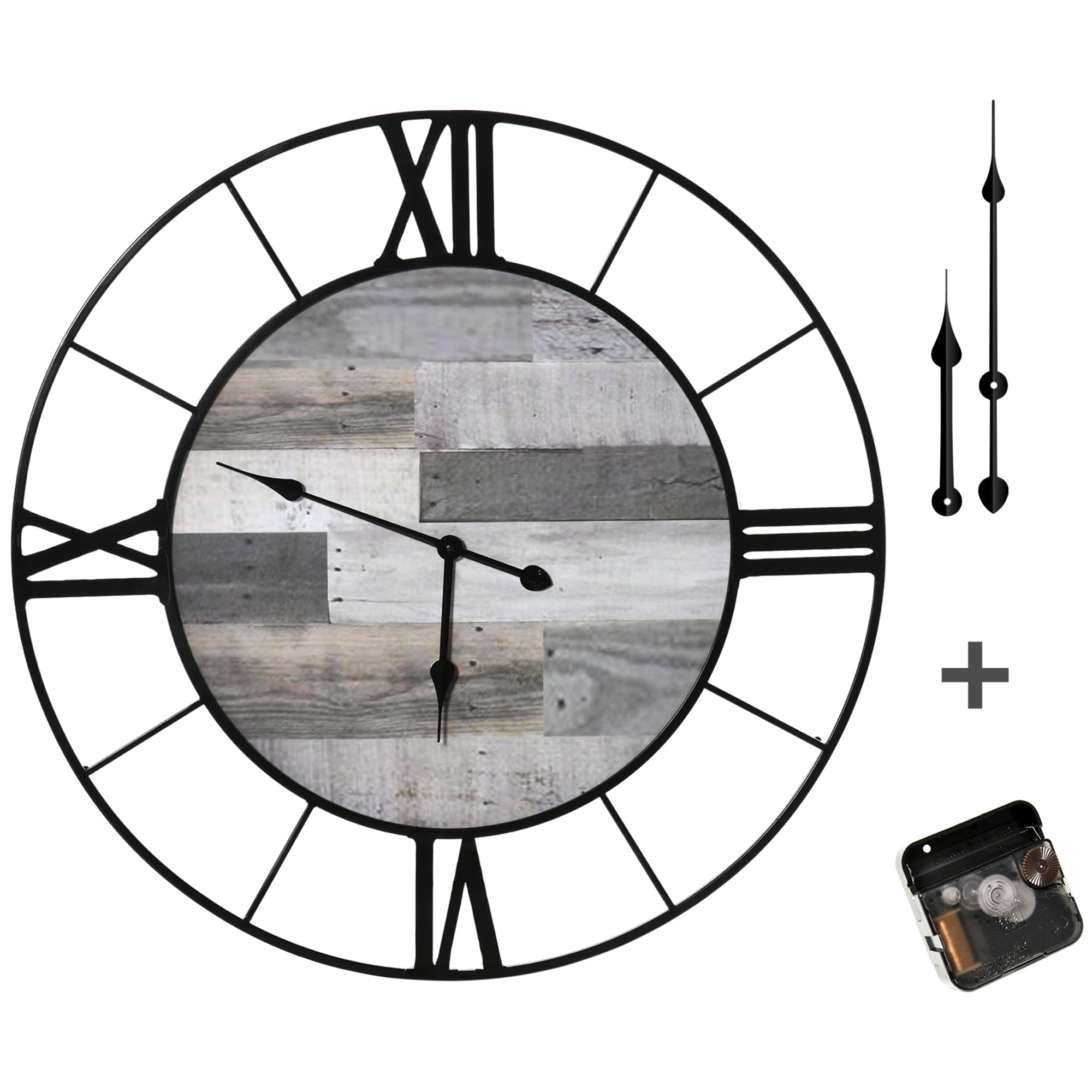 32 Inch Large Wall Clock, Silent Non Ticking Metal Farmhouse