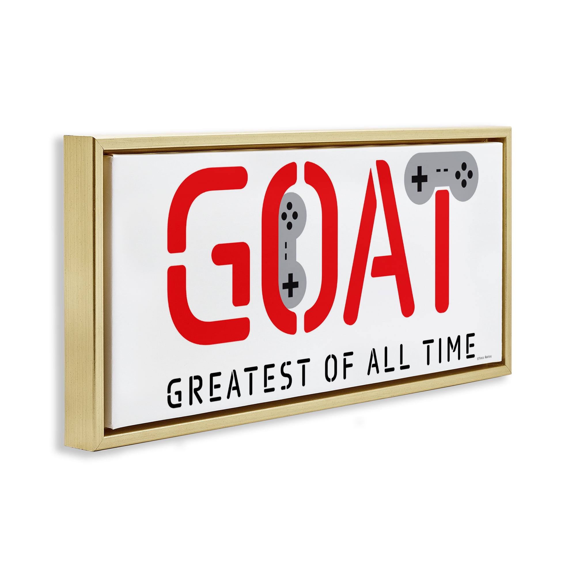 Stupell Industries The GOAT Gamer Gold Framed Floater Canvas Wall Art, design by Yass Naffas Designs