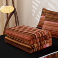 thumbnail image 5 of Castle Fairy Hippie Horizontal Stripe Zipper Queen Comforter Set with Fitted Sheet and 2 Pillowcases,Bohemian Thin Line Zipper Bedding Set,Terracotta Pink Brown,Reversible, 5 of 7