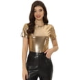 thumbnail image 1 of Disfraz de navidad Top Multicolor Brillante Metálica Para Mujer Oro Marron M, 1 of 5