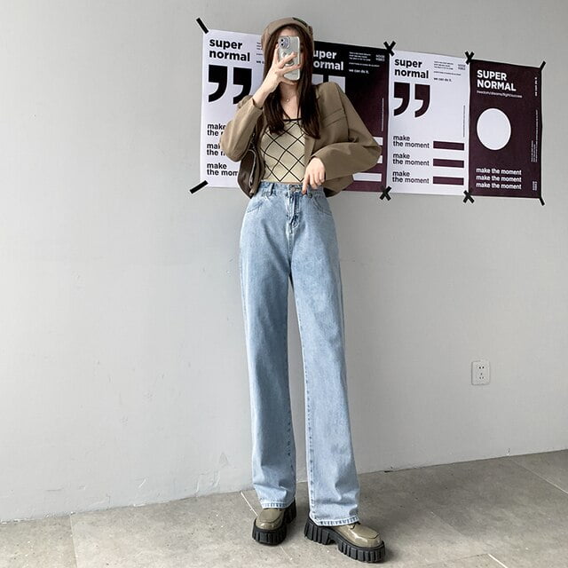 ZOENOVA Jeans Jambe Droite pour les Femmes Taille Haute 2022 Tendance Pantalons Denim Maman Jean Bouffant Pantalons Confort Decontracte Oversize Walmart