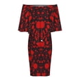 thumbnail image 5 of Blood Black And Red Horror Women's Off The Shoulder Ruffles Summer Wedding Guest Loose Casual Party Beach Dress, 5 of 9