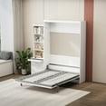 thumbnail image 3 of White Full Size Murphy Bed with Shelf &amp; Drawers - Space Saving Wall Bed for Bedroom/Guestroom - Modern Design, Plywood &amp; Metal, Easy Fold, 3 of 16