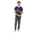 thumbnail image 3 of Odeerbi Christmas Pajamas for Family Holiday Short Sleeve Family Christmas Pajamas Matching Sets Dad Casual Print Top with Bottom Outfits Home Wear Sleepwear Family Matching PJs Set Blue, 3 of 7
