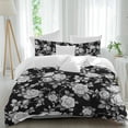 thumbnail image 2 of Black Rose Bedding 3 Piece Duvet Cover Set Full Size, Vintage Pastoral Botanical Floral Leaves Vines Soft Microfiber Comforter Cover with Zipper Closure & Pillowcases, FadeResistant Quilt Cover, 2 of 9