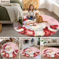 thumbnail image 5 of Round Rugs 3.3Ft, Pink Red Santa Christmas Round Area Rug Washable Indoor Throw Carpet, Xmas Snowflake Watercolor Soft Non Slip Circle Rug for Laundry Room Patio Home Decor Aesthetic, 5 of 8