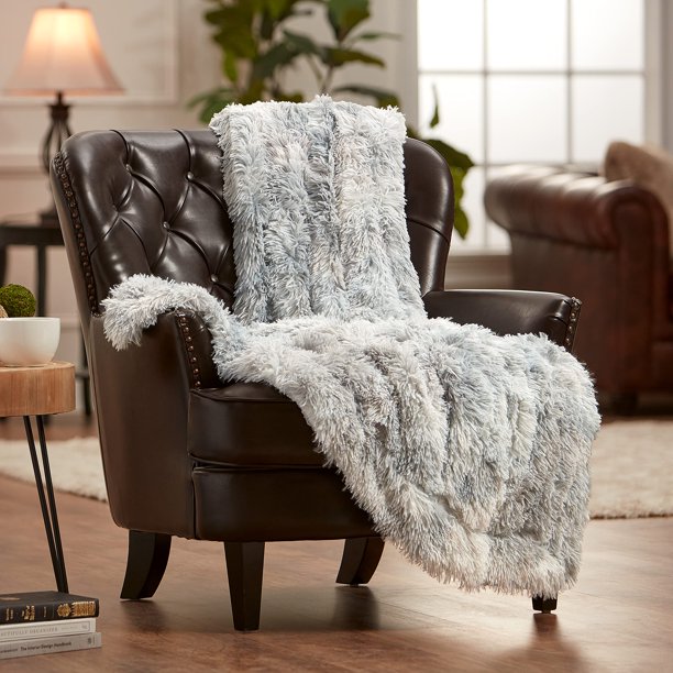 Chanasya Super Soft Fuzzy Shaggy Faux Fur Throw Blanket Chic Design