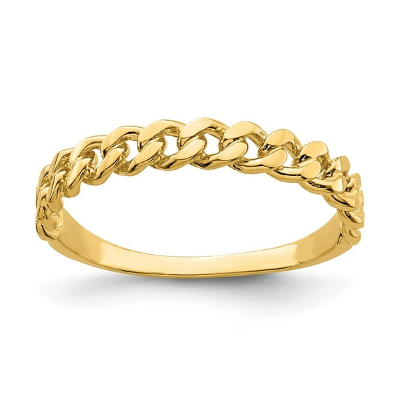 Solid 14k Yellow Gold Chain Link Band Ring Size 5.5