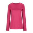 thumbnail image 4 of Ndbuld Women's Tops Tops for Women Women's Fashion Solid Loose Long Sleeve T-shirt Pullover Family Gifts Hot Pink 4XL, 4 of 5