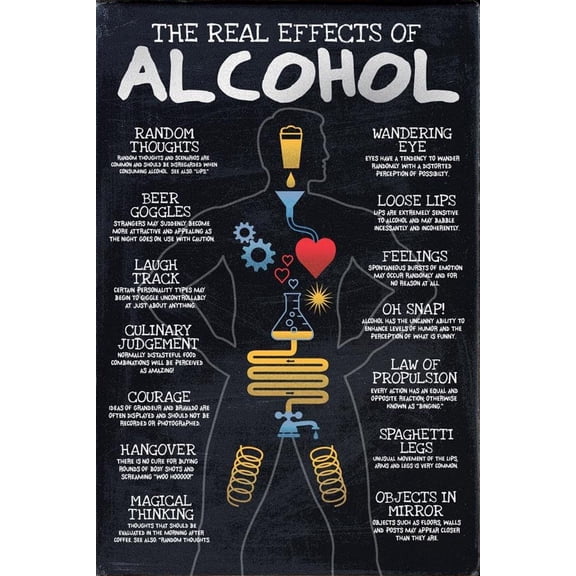 The Real Effects of Alcohol Poster, Doctors Office School Classroom Wall Decor, Vintage Liquor Poster, Vintage Alcohol Poster,Dining Room Decor,Living Room, Art Deco, Frameless 12x16inch