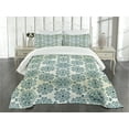 thumbnail image 3 of Ambesonne Winter Quilted Bedspread Set 3 Pcs, Mandala Style, King Size, Teal Cream, 3 of 5