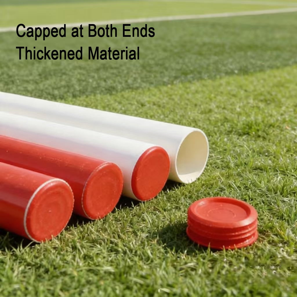 Seugxei 4-Pack Relay Batons, 30cm x 3cm PVC Track and Field Running Batons, Red & White