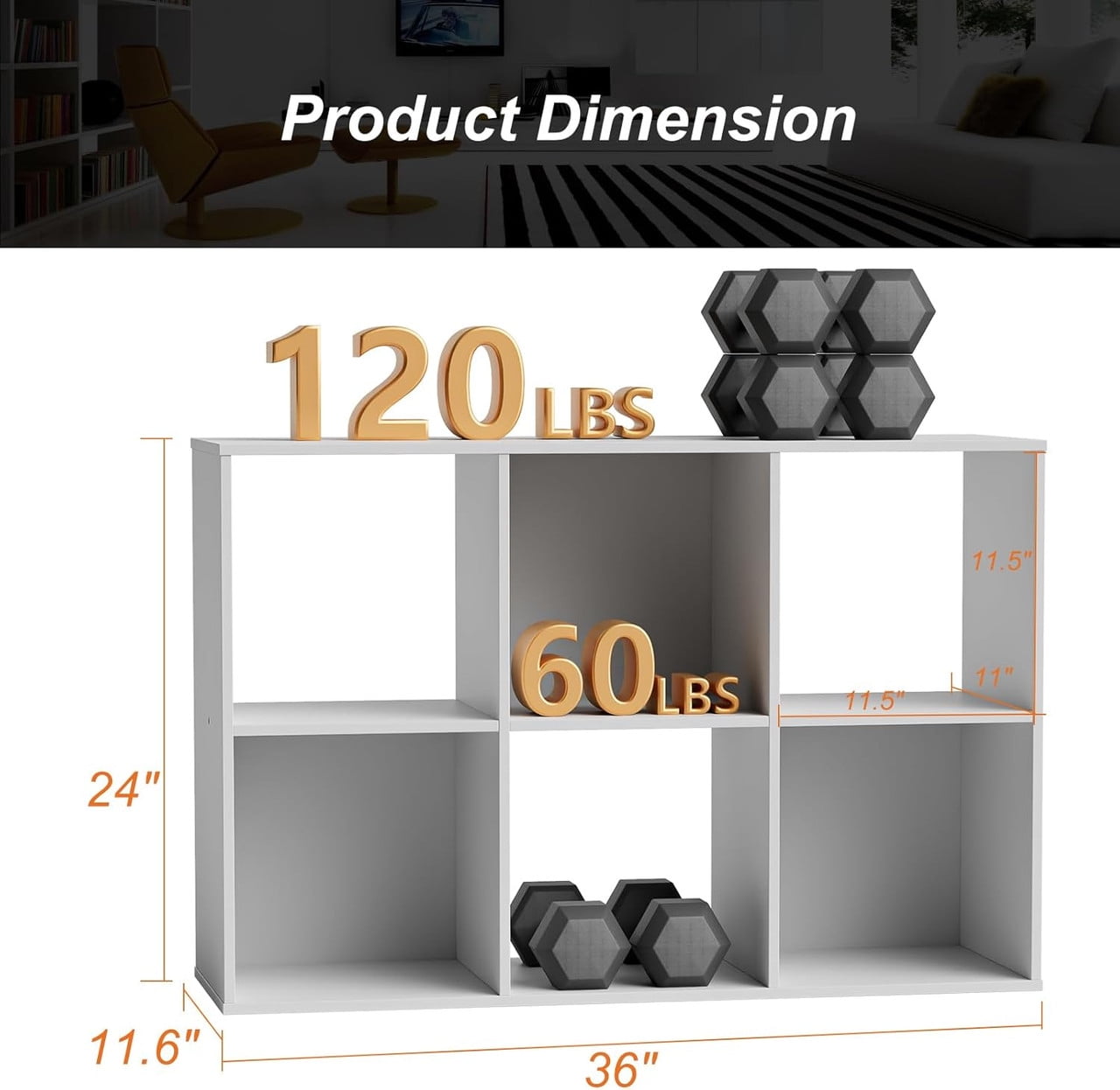 Sybels Cube Storage Shelf, 6-Cube Bookshelf with Removable Dividers，a Versatile Organizer , suitable for living rooms, home offices, and bedrooms, White