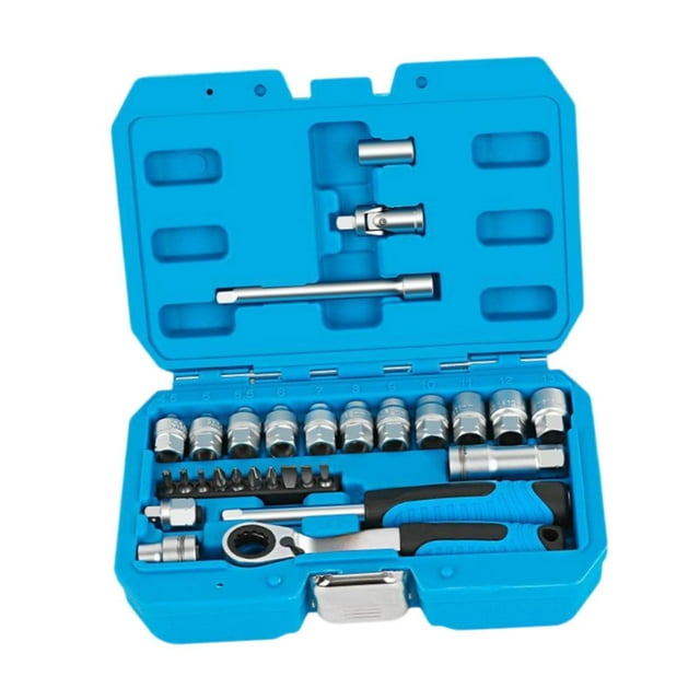 Juego de llaves de trinquete, juego de puntas de vaso, herramienta manual para coche, caja de almacenamiento de acero para herramientas mecánicas, 29