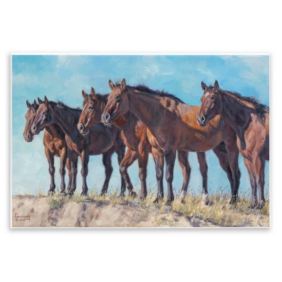 Stupell Industries Horse Herd Overlooking Desert Animals & Insects Painting Unframed Art Print Wall Art, 15 x 10