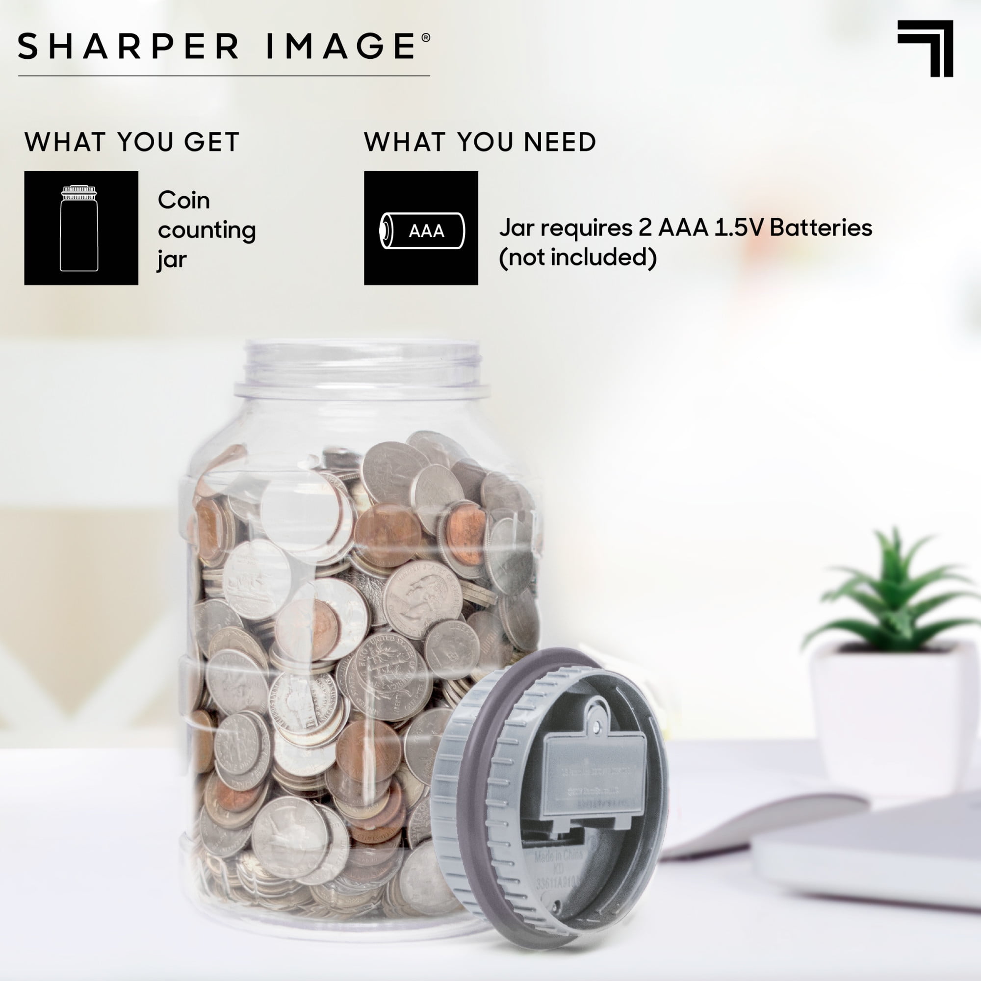 Details about   Sharper Image Digital Coin Counting Money Jar Bank With LCD Display  **NIB 