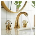 thumbnail image 2 of Basin Faucet Gold Bathroom Sink Faucet 3 Hole Widespread Basin Mixer Hot And Cold Brass amd Crystal Water Tap New, 2 of 7