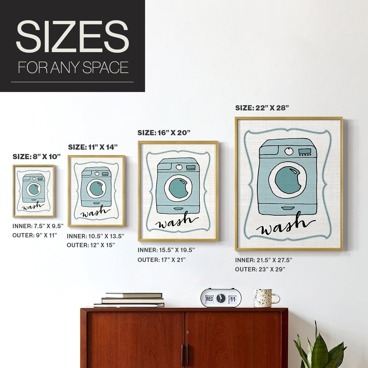 Wash Framed Print in Gold Solid Wood 8 x 10 Framed Print