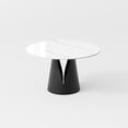 thumbnail image 6 of POVISON 47"Modern Round White Dining Table for 4, Matte Sintered Stone Tabletop, Solid Black Carbon Steel Base, 6 of 7