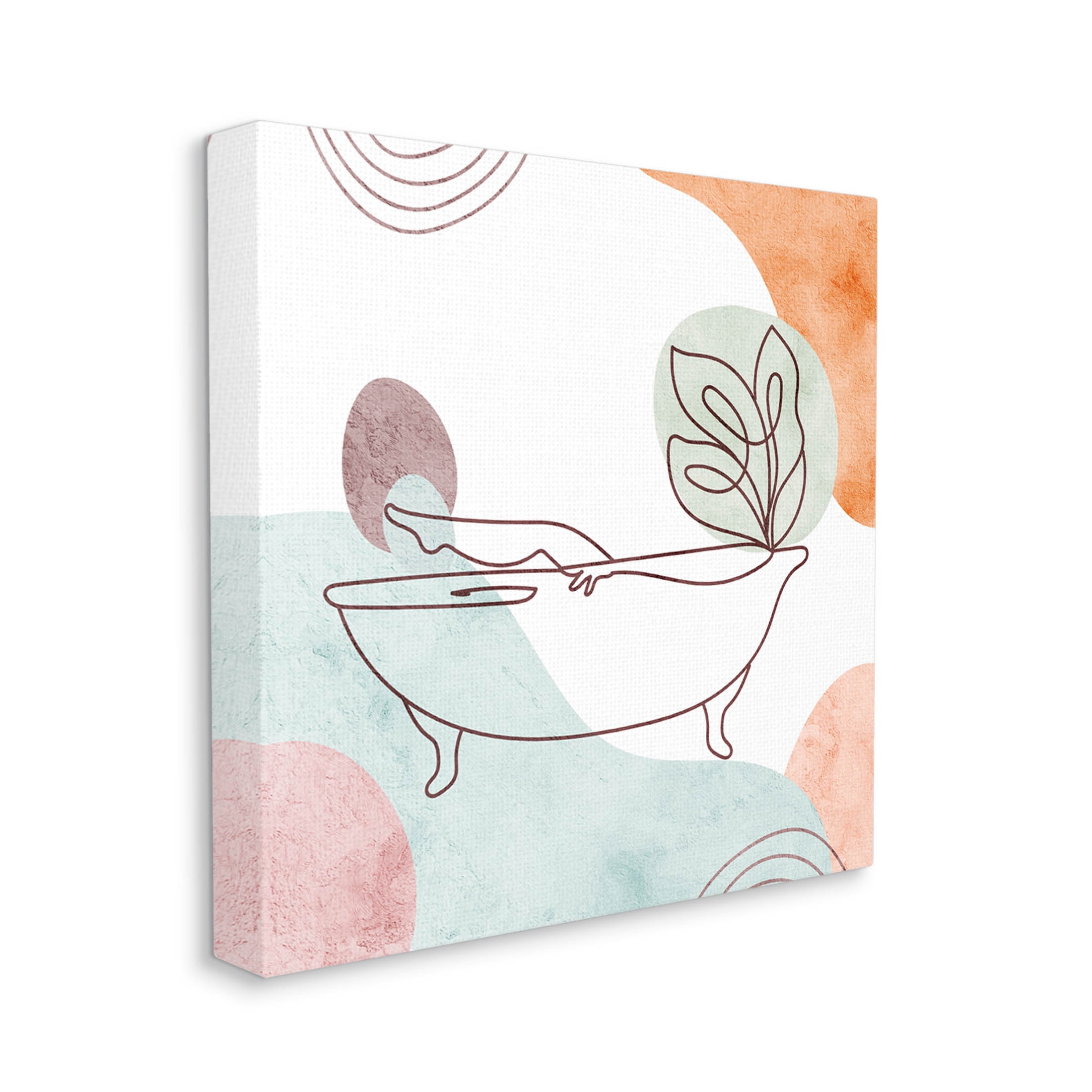 Girl in Tub Floral Geometric Shapes Botanical & Floral Graphic Art Gallery Wrapped Canvas Print Wall Art