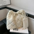thumbnail image 4 of Bolso bandolera de nailon de gran capacidad con cadena y un solo hombro, color blanco, 4 of 5