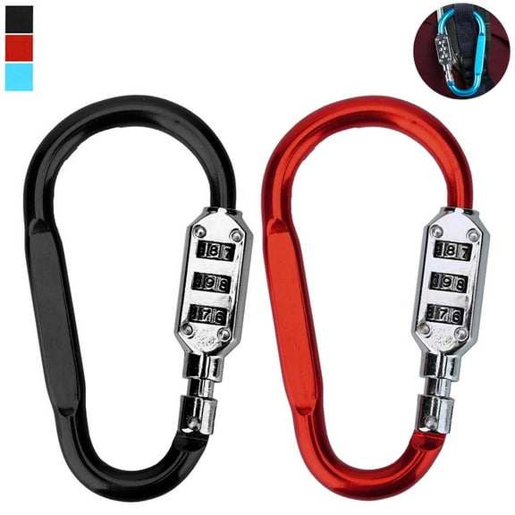2 Aluminum Snap Hook Carabiner D Ring Combination Lock Clip Hiking Heavy Duty