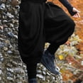 thumbnail image 4 of FRSASU Mens Harem Pants Loose Fit Elastic Waist Drawstring Hippie Casual Loose Drop Crotch Trousers Black, 4 of 7