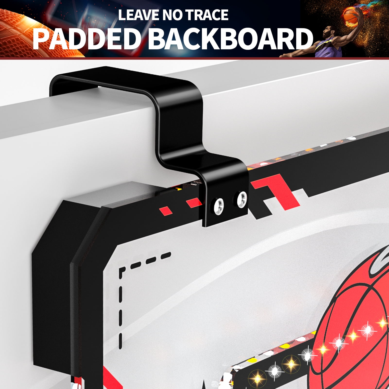 MAVOLIO Indoor Mini Basketball Hoop for Kids, over the door Toddler Basketball Toy with LED Scoring, Ideal Birthday Gift for Kids Boys 3-12