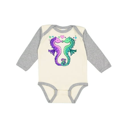 

Inktastic Seahorses Kissing with hearts Gift Baby Boy or Baby Girl Long Sleeve Bodysuit