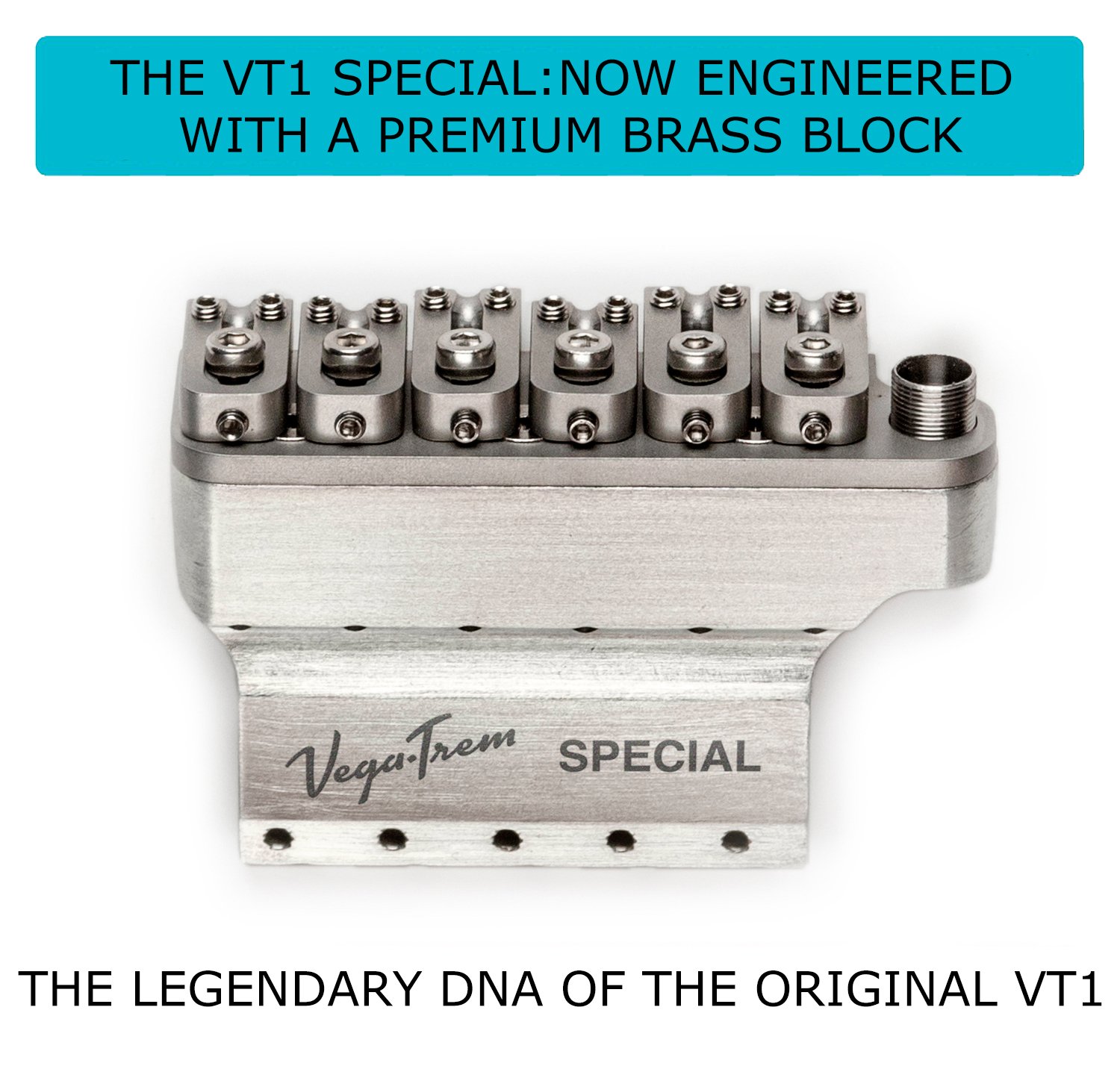 Vega-Trem VT1 Special Standard 6-Screw Stratocaster Guitar Tremolo Bridge For Strat No Mods Easy Installation Satin, Right