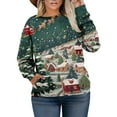 thumbnail image 2 of Christmas Sweatshirts for Women Cute Shirt Fall Pullover Top with Christmas Tree Print for Festive Outfits and Gifts,Dark Green,L, 2 of 4