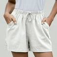 thumbnail image 3 of Clearance under $5 JINMGG Shorts for Women Clearance $5 Women Solid High Waist Cotton and Linen Shorts Pants Casual Beach Shorts White M, 3 of 9