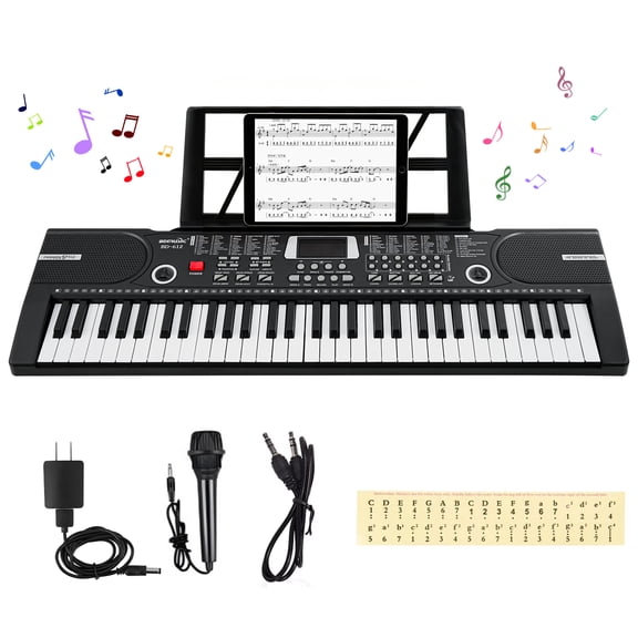 61 keys keyboard piano, Electronic Digital Piano with Built-In Speaker Microphone, Sheet Stand and Power Supply, Portable piano Keyboard Gift Teaching for Beginners