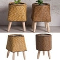 thumbnail image 2 of Imitation Rattan Woven Flower Shelf Planters Handmade Storage Basket With Removable Wooden Legs Plant Pot Stand Holder, 2 of 14