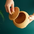 thumbnail image 4 of Hand-Woven Round Rattan Storage Basket with Lid –Durable Wicker Box for Picnic, Decoration, and Multi-Purpose Storage – Eco-Friendly Craftsmanship, 4 of 10