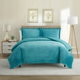 thumbnail image 1 of Nestl Duvet Cover Set, Reversible Front Cut Plush Fleece Design & Back Brushed Soft Microfiber for Comforters, 3 PC Set with Zipper Closure & Ties, Duvet Cover Full, Teal Blue, 1 of 8