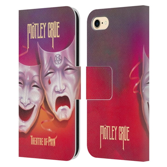 Head Case Designs Officially Licensed Motley Crue Albums Theater Of Pain Leather Book Wallet Case Cover Compatible with Apple iPhone 7 / 8 / SE 2020 & 2022