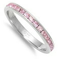thumbnail image 4 of CHOOSE YOUR COLOR Sterling Silver Eternity Band Pink CZ Thin 3mm Ring 925 Jewelry Female Size 3, 4 of 4