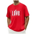 thumbnail image 2 of FAWUUDO Mens Casual Short Sleeve T Shirt Round Neck Simple Valentines Day Print Romantic Graphic Holiday Gift Top Tee Red 2XL, 2 of 7