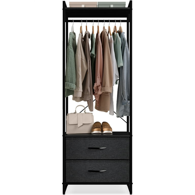 Fontevraud Freestanding Closet Organizer Small Clothes Rack with Drawers  and Shelves