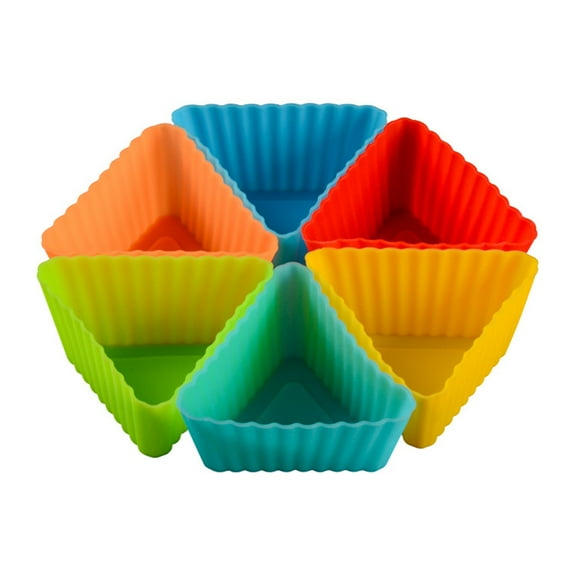 FRCOLOR Silicone Mini Baking Cup Triangle Reusable Muffin Cake Cupcake Liners (Random Color)