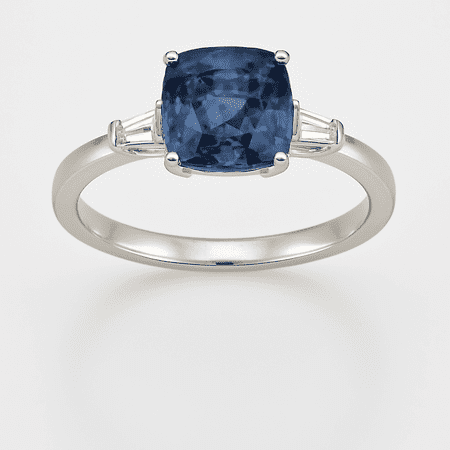 2ct Cushion Natural Blue Sapphire Ring