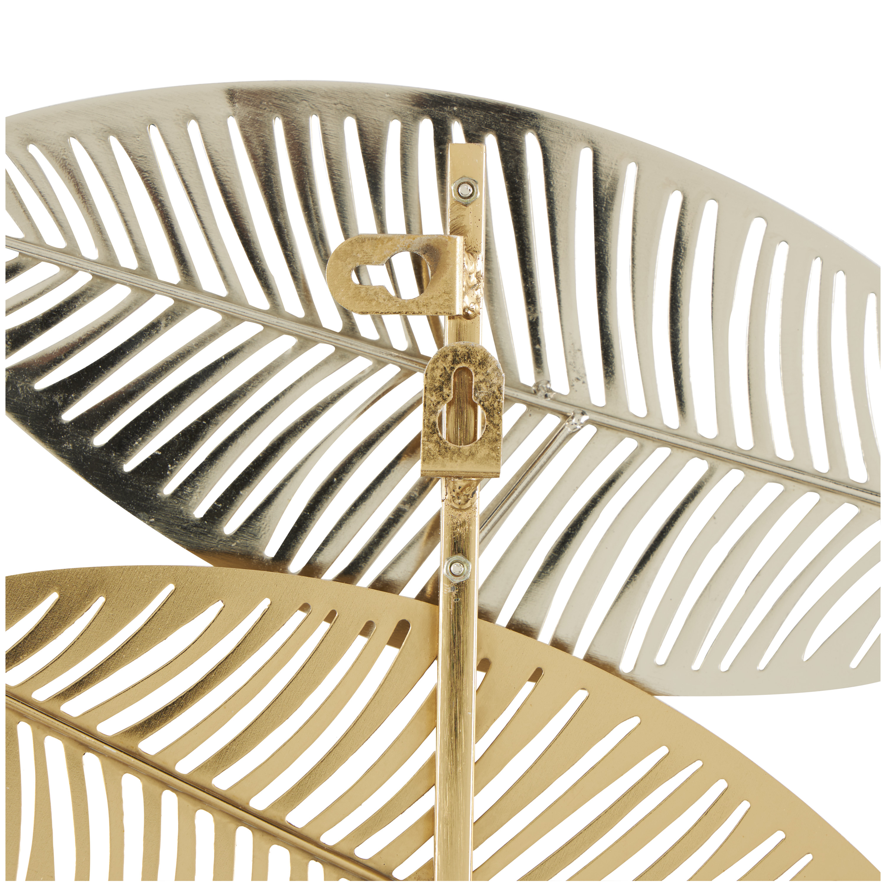 DecMode Gold Metal Metallic Leaf Wall Decor with Silver Accents