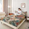 thumbnail image 3 of Homewish Watercolor Tie Dye Bed Sheets,Abstract Grunge Full Size Sheets,4 Pieces,1 Flat Sheet, 1 Fitted Sheet and 2 Pillowcases, 3 of 6
