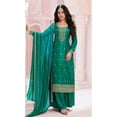 thumbnail image 2 of Pakistani Indian Reception Party Wear Designer Stitched Salwar Kameez Pant Suits ( Green, M - 40 ), 2 of 7