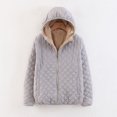 thumbnail image 2 of Chaqueta de invierno de estilo coreano, ajustada, de lana de cordero a cuadros, con capucha, gruesa y cálida, de algodón, con clip, 2 of 5